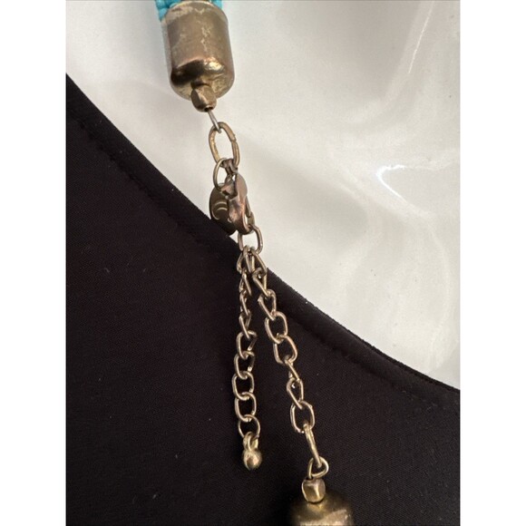 Blue And Gold Multi Strand Necklace Adjustable - Picture 5 of 6